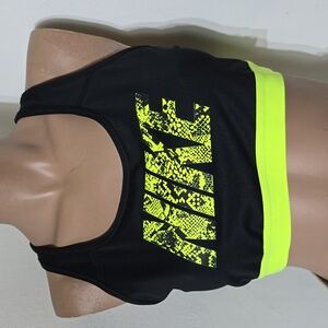 Nike Womens Athletic Top Black Neon Green Logo Size Extra Large